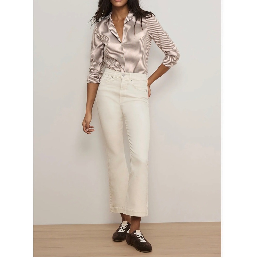 Veronica Beard Off-White Flare Wide Leg Jeans